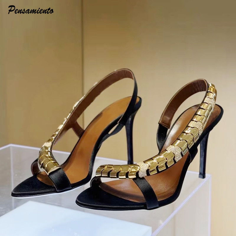 Summer Clothing Offers - Sandalias de gladiador de satén con