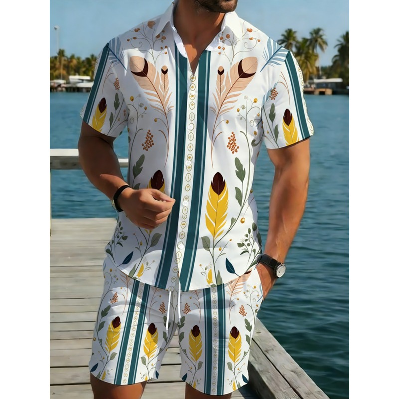 Beach Shirt Hawaiian - Conjunto de 2 Piezas para Hombre,