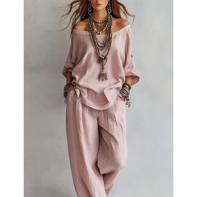 Summer Linen Clothing For Women - Conjunto de Dos Piezas de Lino