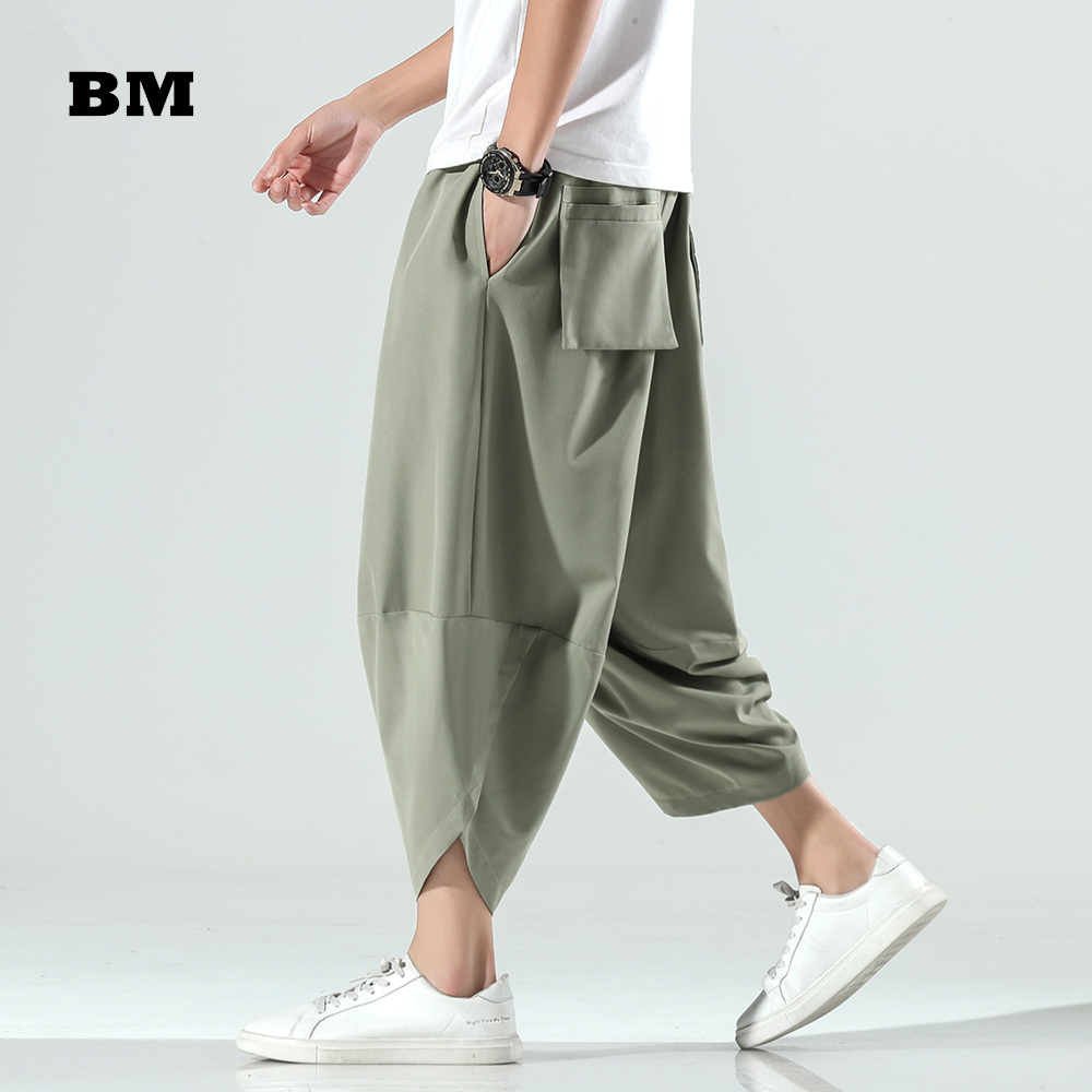 Japanese Summer Clothing Men - Pantalones bombachos sueltos y finos de