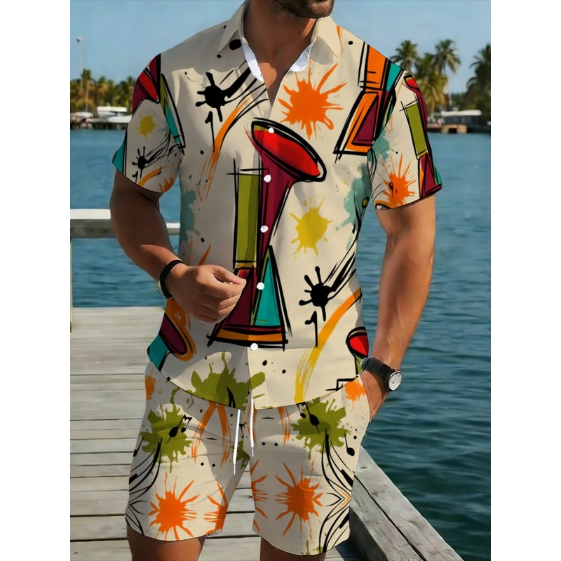Beach Shirt Hawaiian - Conjunto de Camisa Hawaiana y Pantalones