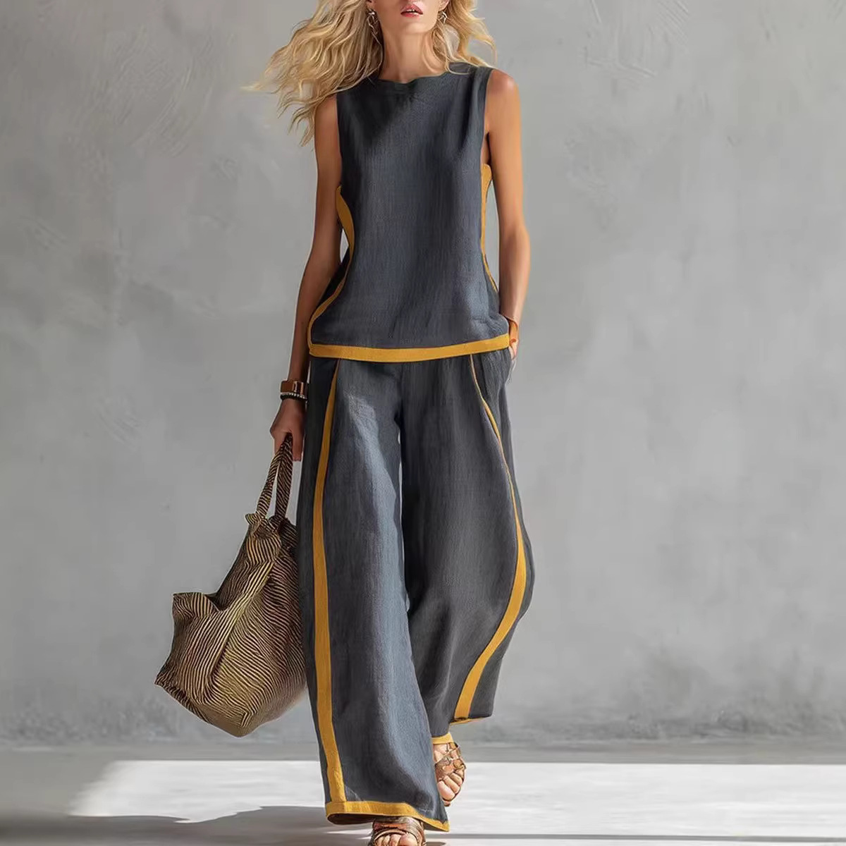 Summer Linen Clothing For Women - Conjunto de 2 piezas de lino