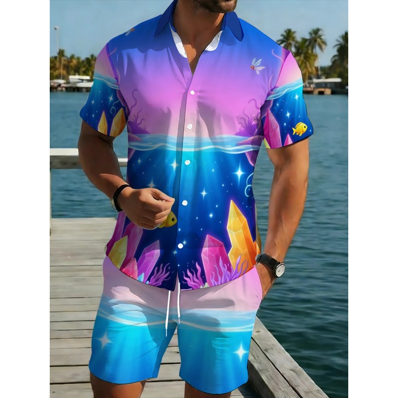 Beach Shirt Hawaiian - Conjunto de Camisa Hawaiana y Pantalones