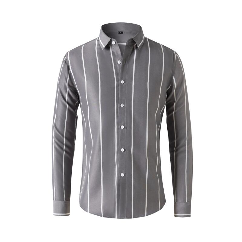 Summer Clothing Long Sleeve - Camisa de Vestir a Rayas para