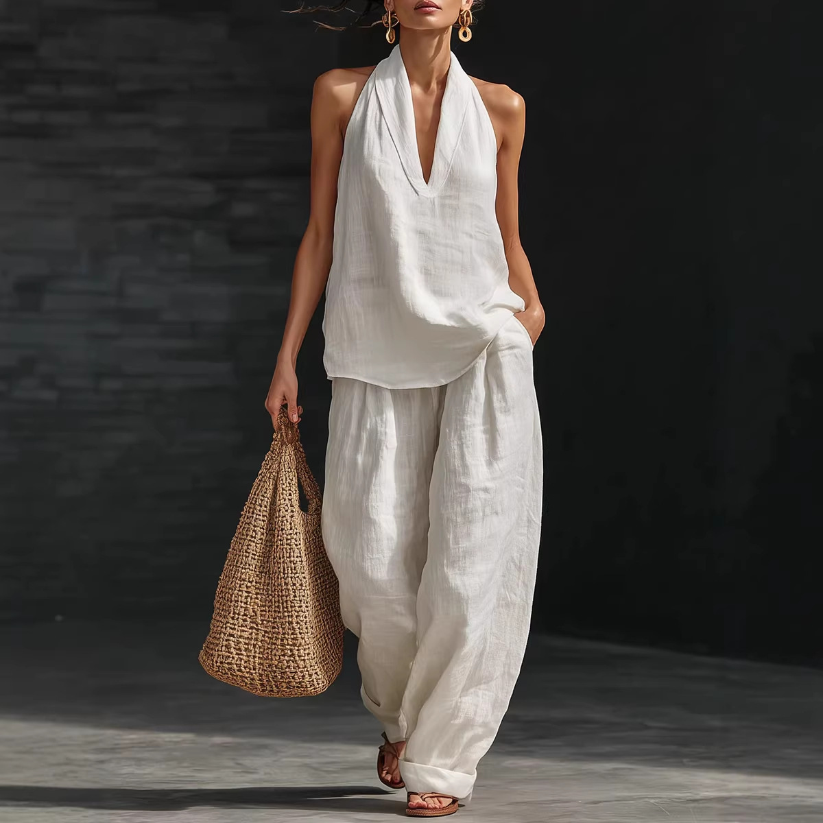 Summer Linen Clothing For Women - Conjunto de lino y algodón retro