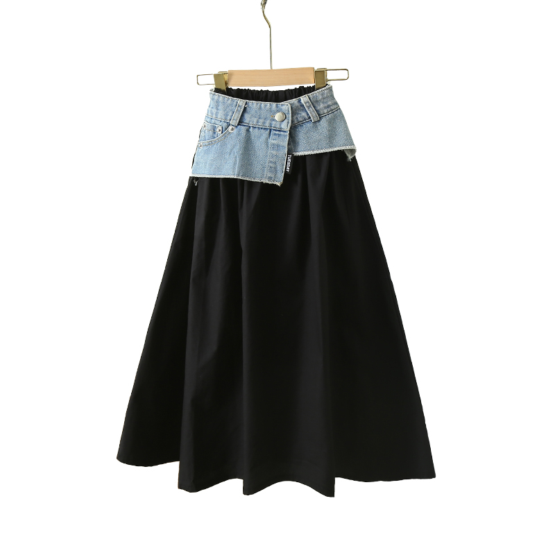 Summer Clothing Teen Girls - Falda vaquera de retazos larga coreana