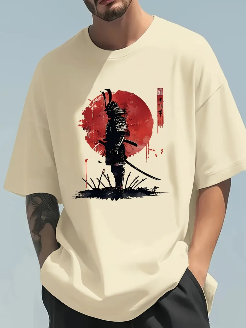 Japanese Summer Clothing Men - Camiseta informal holgada con estampado 3D