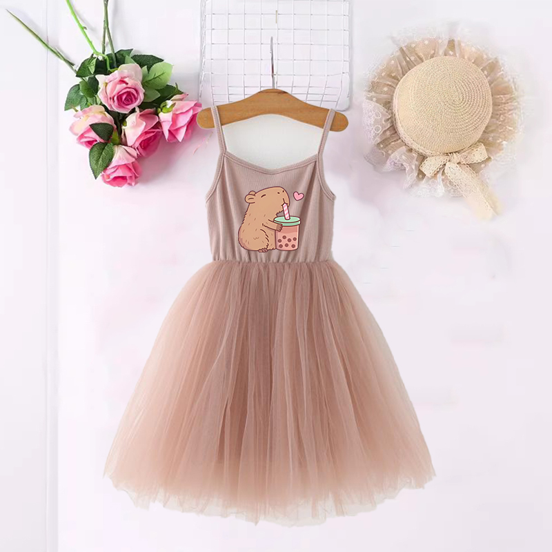 Summer Clothing For Babies - Vestidos Capybara para niñas con estampado