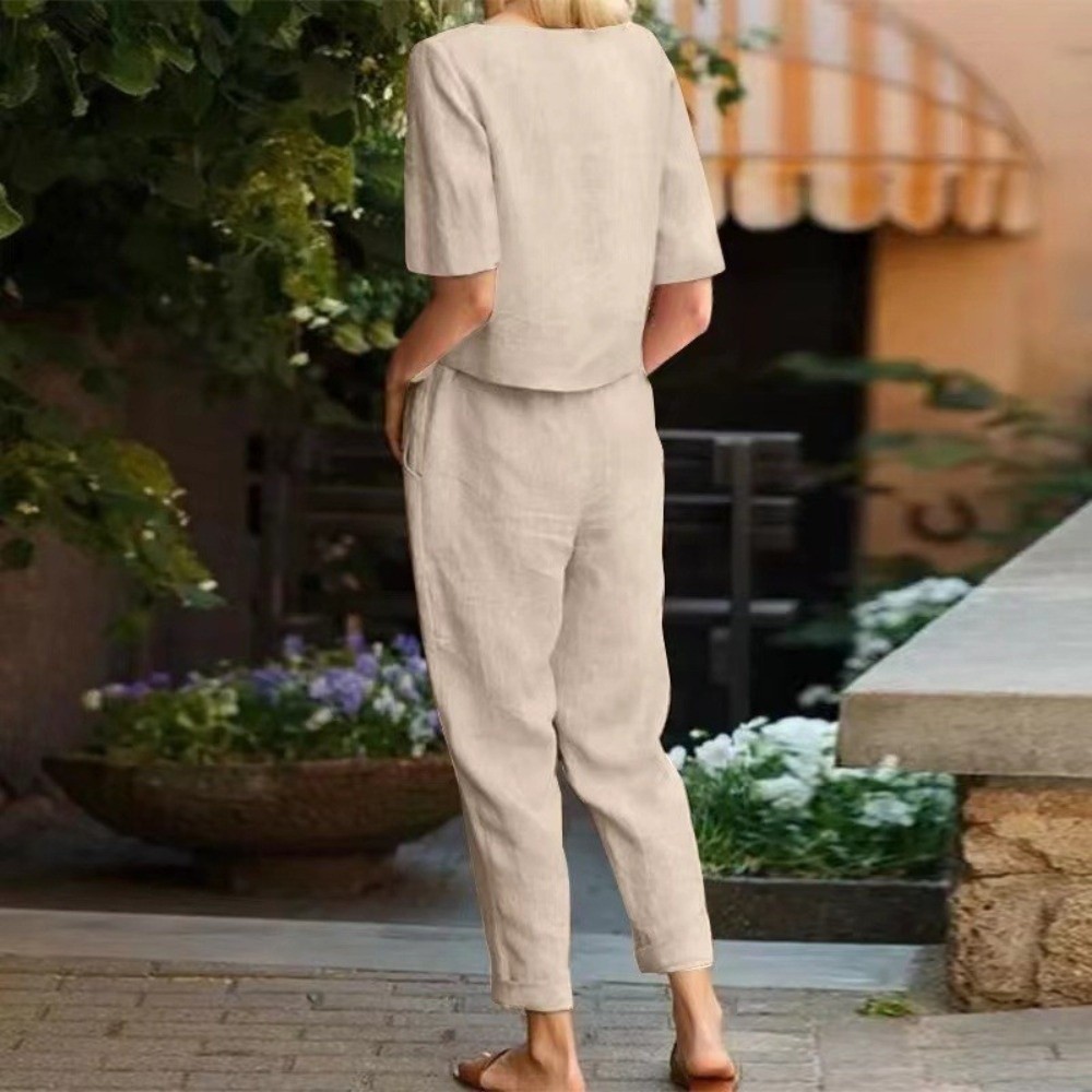 Summer Linen Clothing For Women - Traje de Verano de Dos Piezas