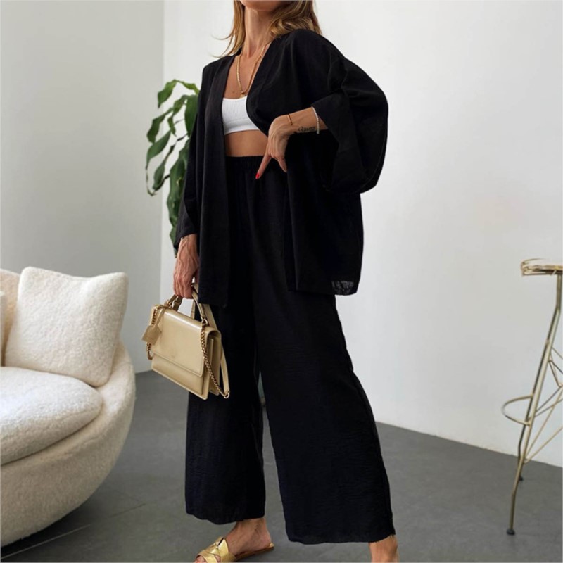 Traje de pantalón de lino con  - Summer Linen Clothing For Women reseña y precio