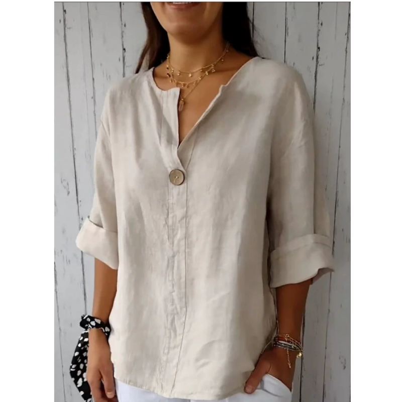 Camisa Holgada con Botones y C - Summer Linen Clothing For Women reseña y precio