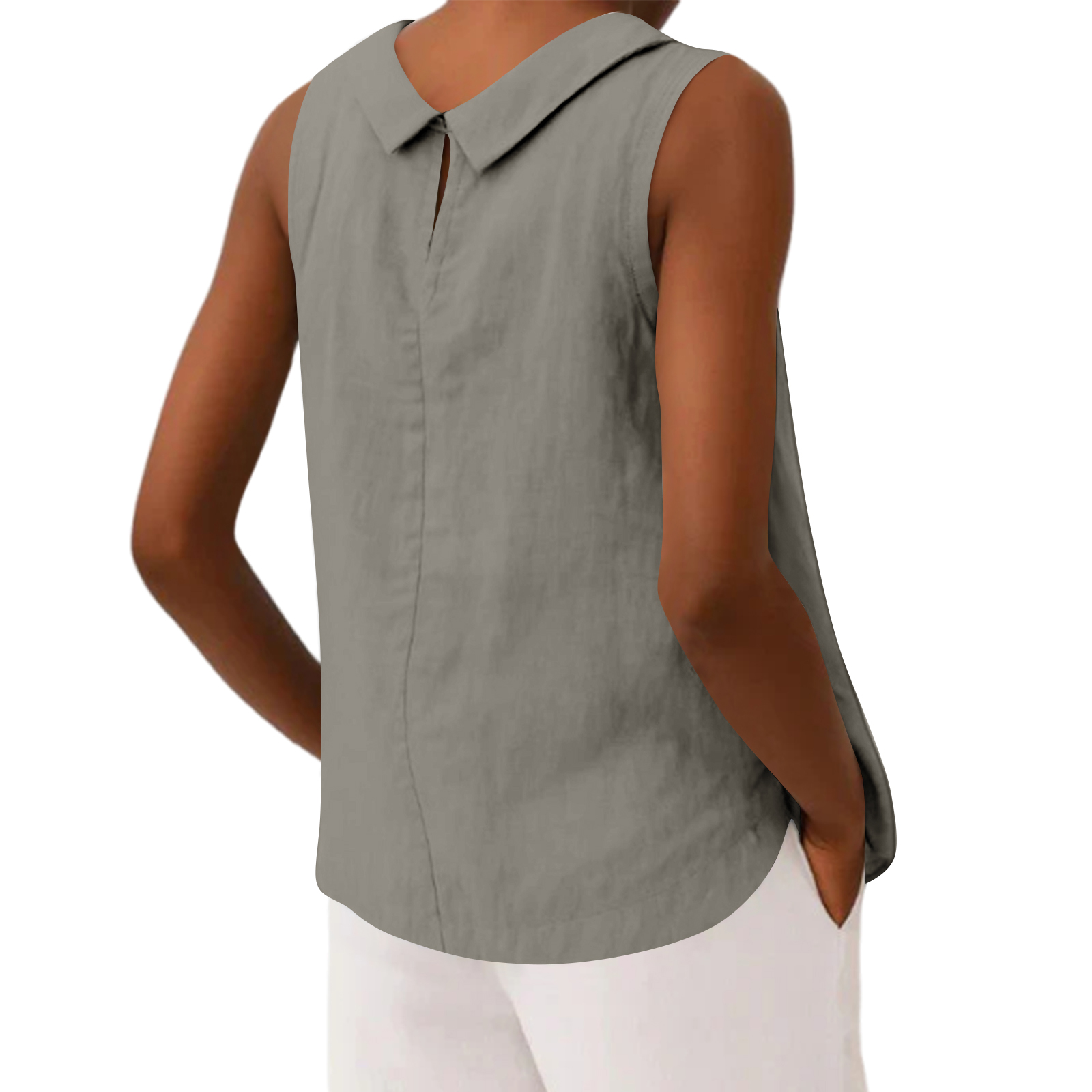 Blusa sin mangas de algodón y  - Crop Blouse Linen reseña y precio