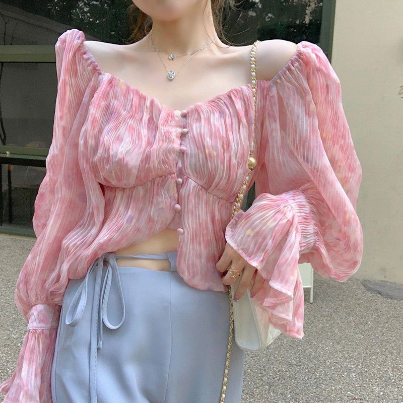 Sexy Kawaii dulce cuello cuadr - Crop Blouse Linen reseña y precio