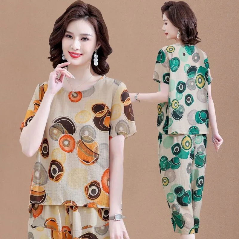 Conjunto de camiseta de manga  - Summer Linen Clothing For Women reseña y precio